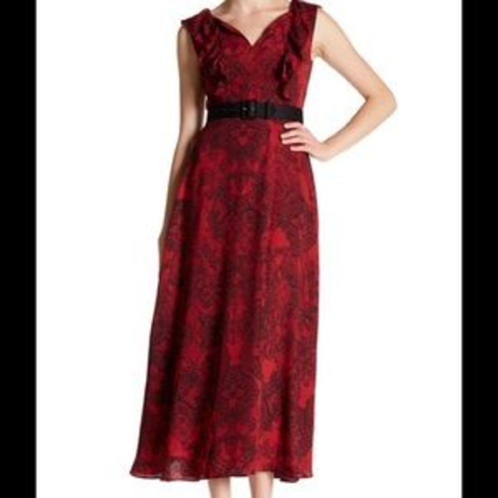 Eva Franco Sleeveless Split Neck Maxi Sleeveless Occasion Dress